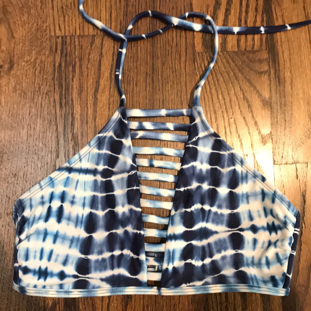 Blue Tiedye Halter Bikini Top